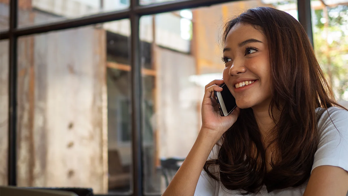 Woman talking on phone